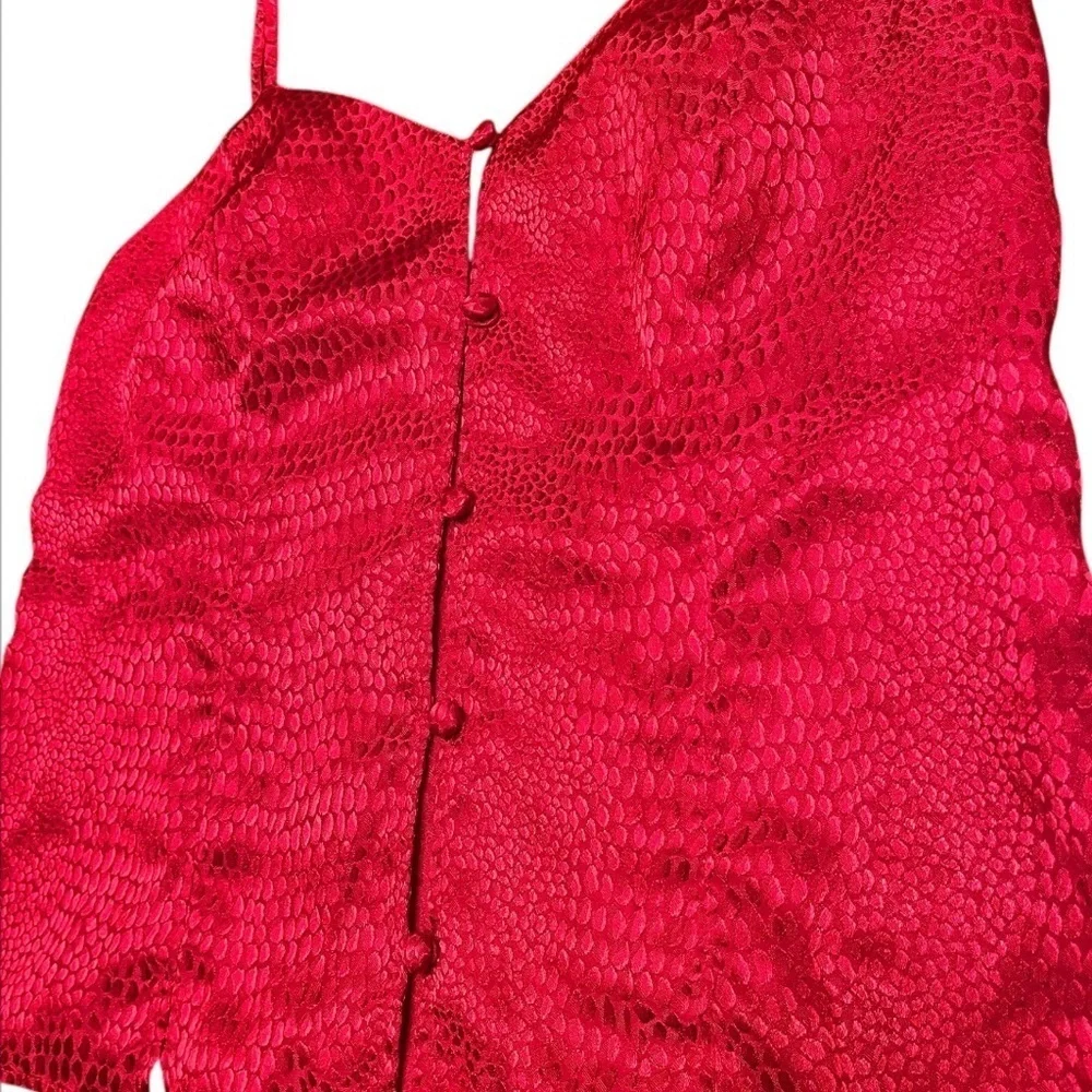 2 pc Valerie Stevens Metallic Red Animal Print Camisole Short Pajama Set Size S - Picture 5 of 11